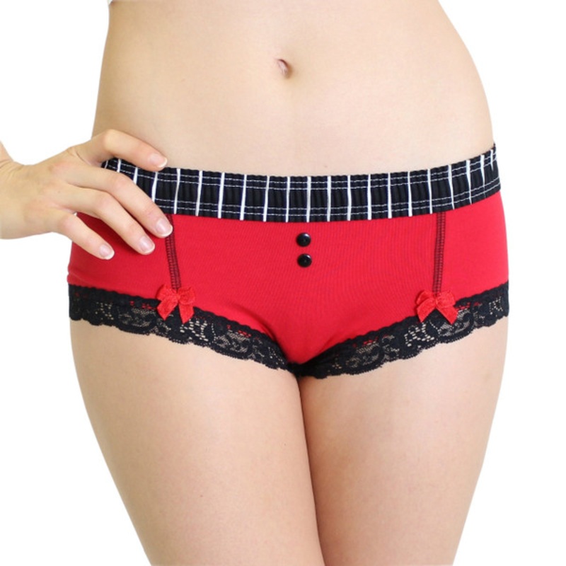 Black with White Pinstripe/ Red Boyshort