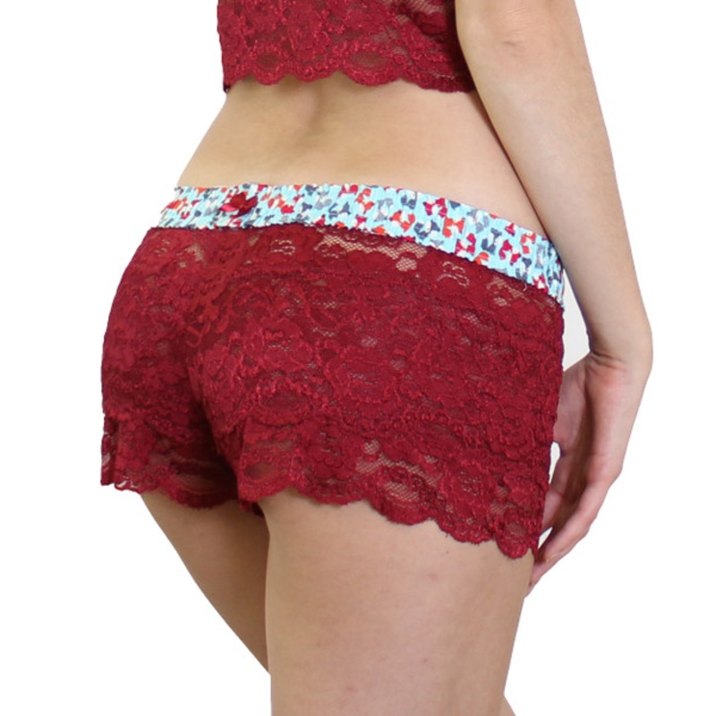 FOXERS Cranberry Lace Boxers with Foxes Band