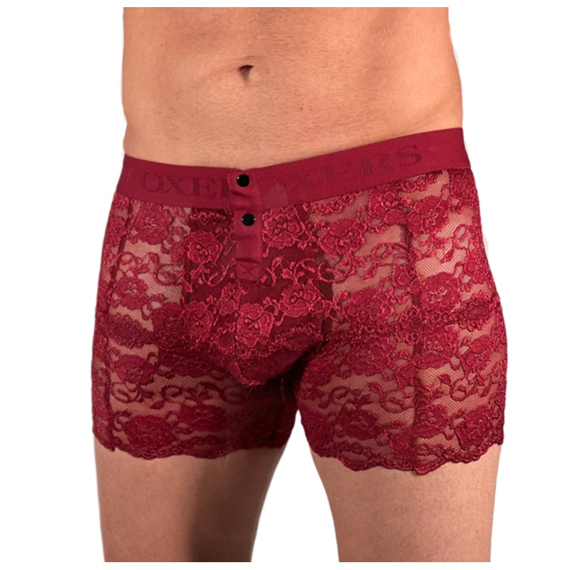 Foxers Men’s Black Cherry lace boxer briefs