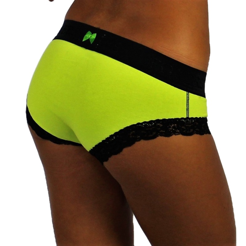 Lime Green Boy Brief with Black Logo Waistband
