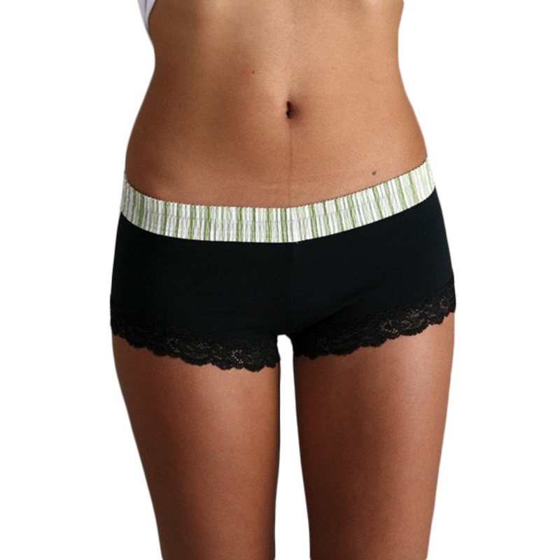 Lime Stripe over Black Boyshort
