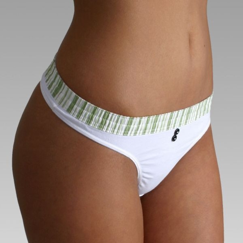Lime Stripe over White Bstring Thong