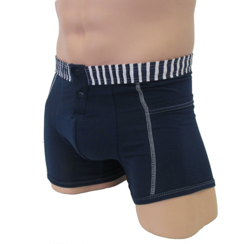 Men’s Navy Boxer Brief with Striped Waistband