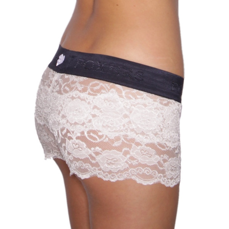 Navy over Ivory Lace Boxers