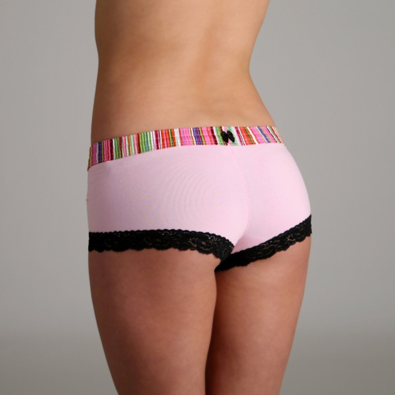 Pink & Green Stripe over Pink Boyshort