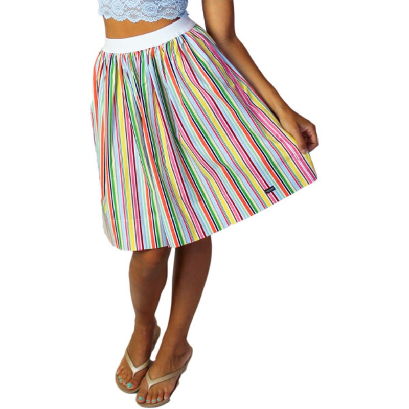 Rainbow Striped Skirt With Pockets