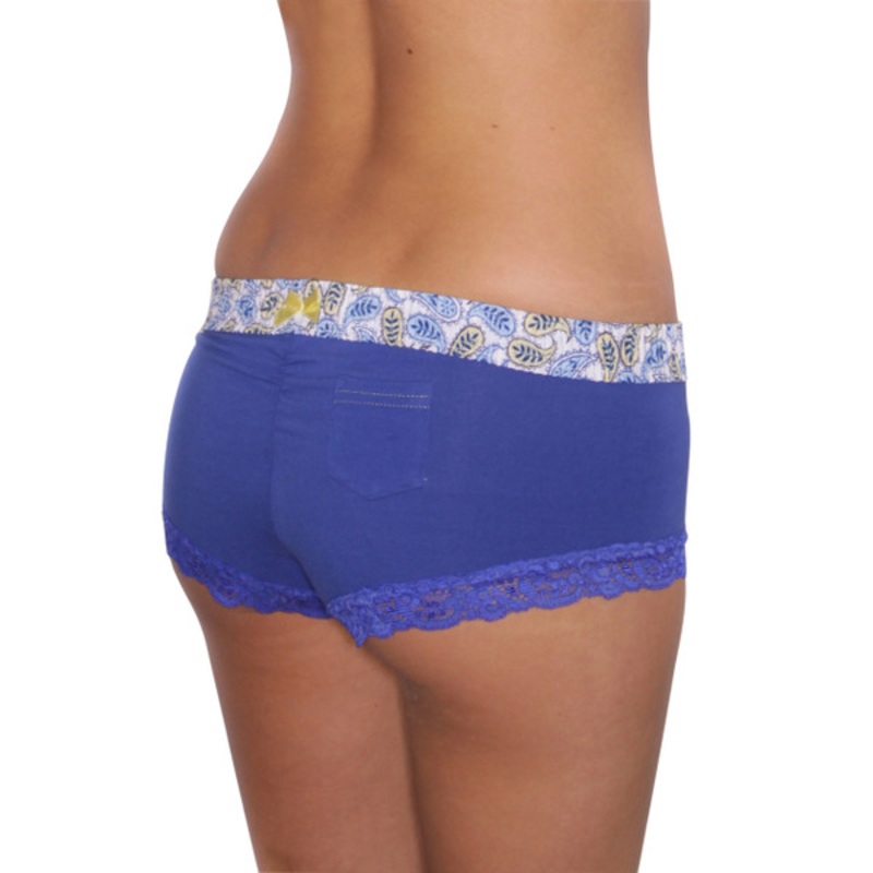 Royal Blue Boyshort with Paisley Waistband