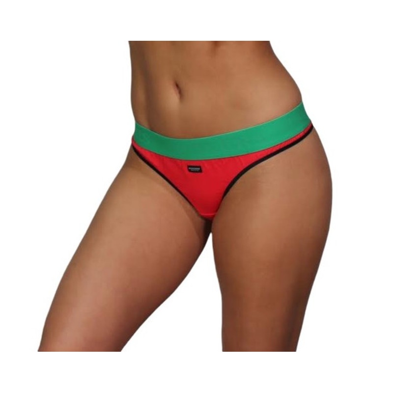 Watermelon Thong with Kelly Green logo elastic band