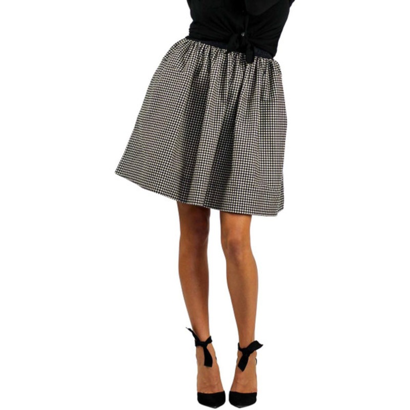 Black & White Checkered Plaid Flannel Skirt With Pockets