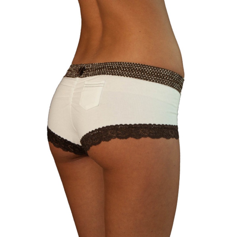 Brown Dot over White Boyshort