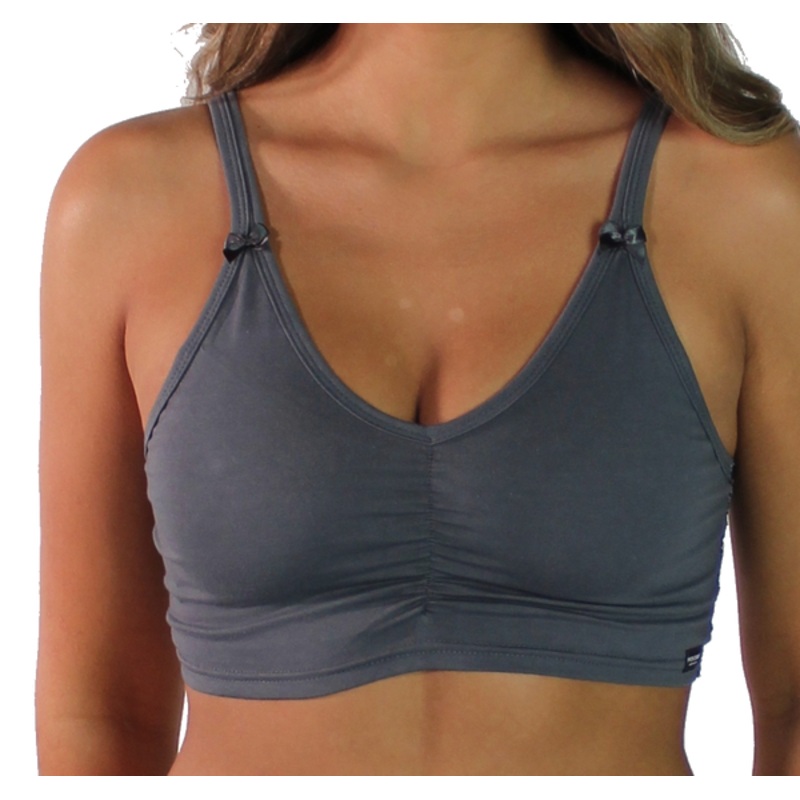 CHARGRAY COTTON AND LACE CROPPED TANK