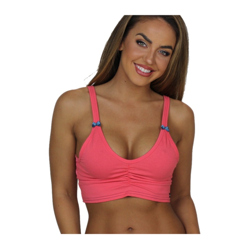 FOXERS Crop Top Bralette Calypso Coral with lace back