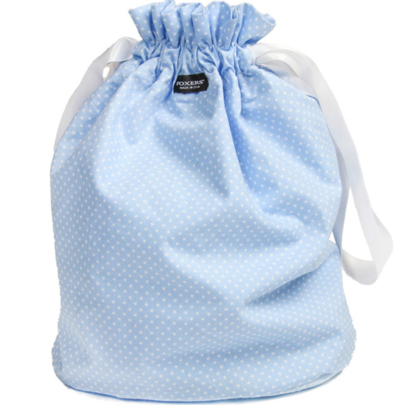FOXERS Light Blue Dot Cinch Top Bag | Gift Bag / Purse