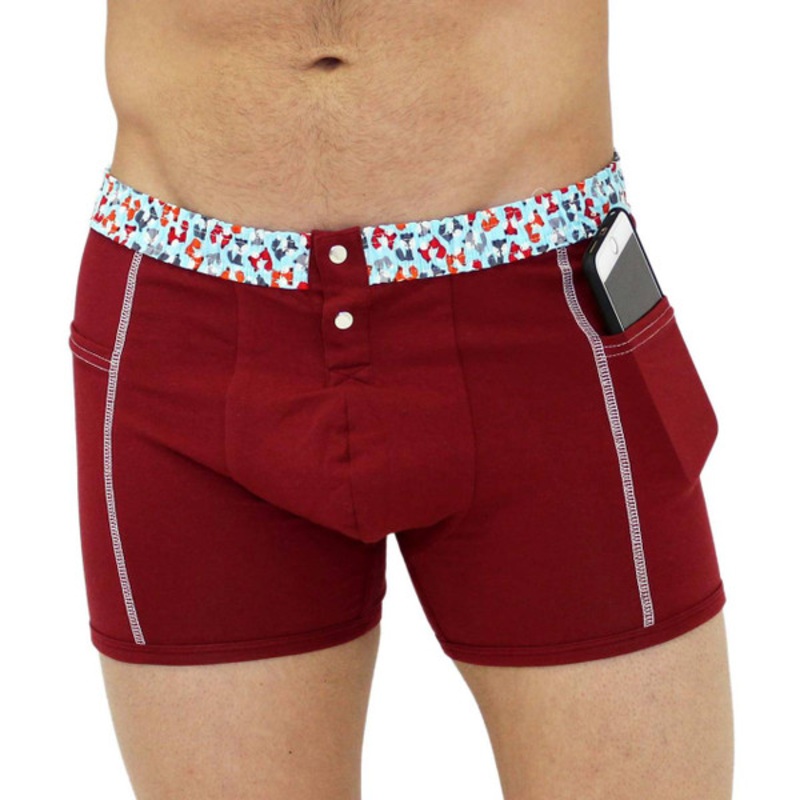 FOXERS Men’s Cranberry Boxer Brief with Foxes Band