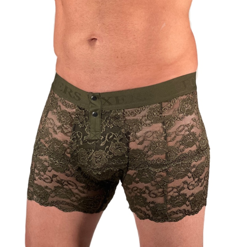 Foxers Men’s Olive Lace Boxer Briefs