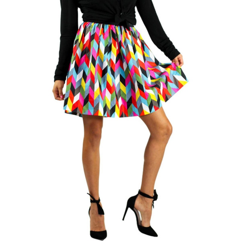 Kaleidoscope Print Skirt With Pockets