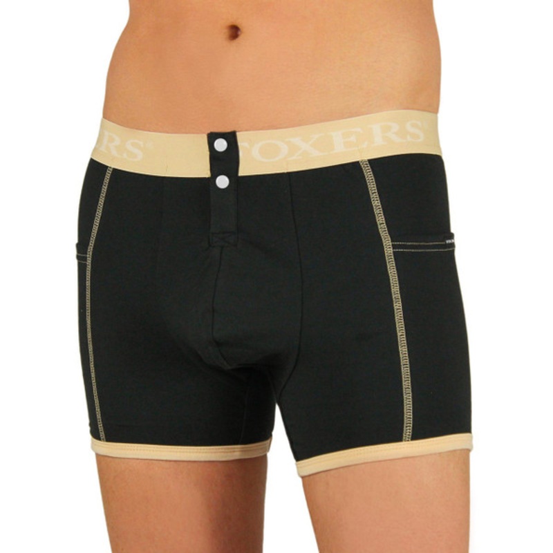 Men’s Black Boxer Brief | FOXERS Sand Logo Band