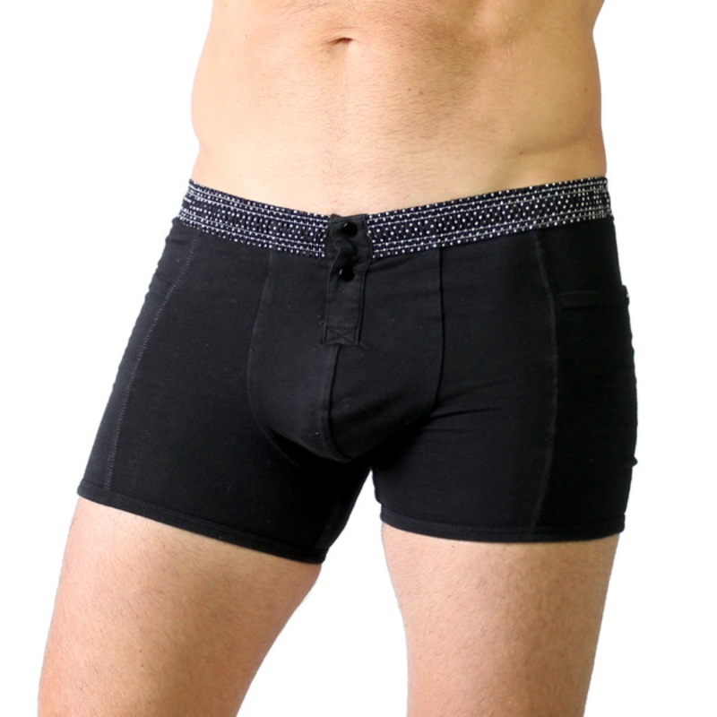 Men’s Black Boxer Briefs with Pin Dot Band
