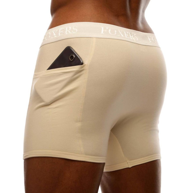Men’s Ivory Boxer Brief with Ivory Logo FOXERS Waistband