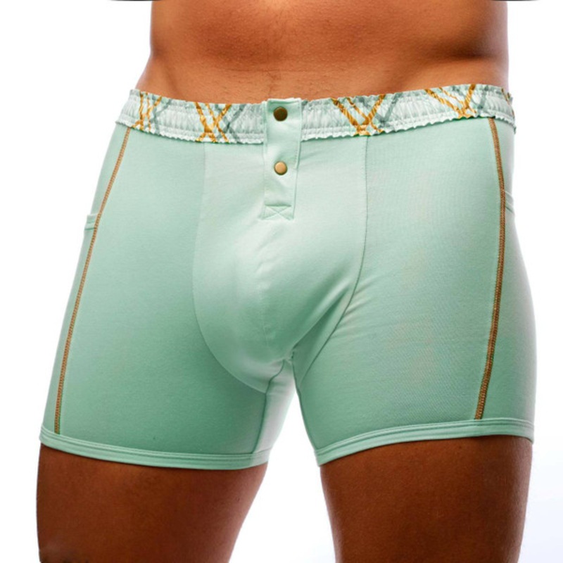 Men’s Mint Boxer Brief with Mint Plaid FOXERS Waistband