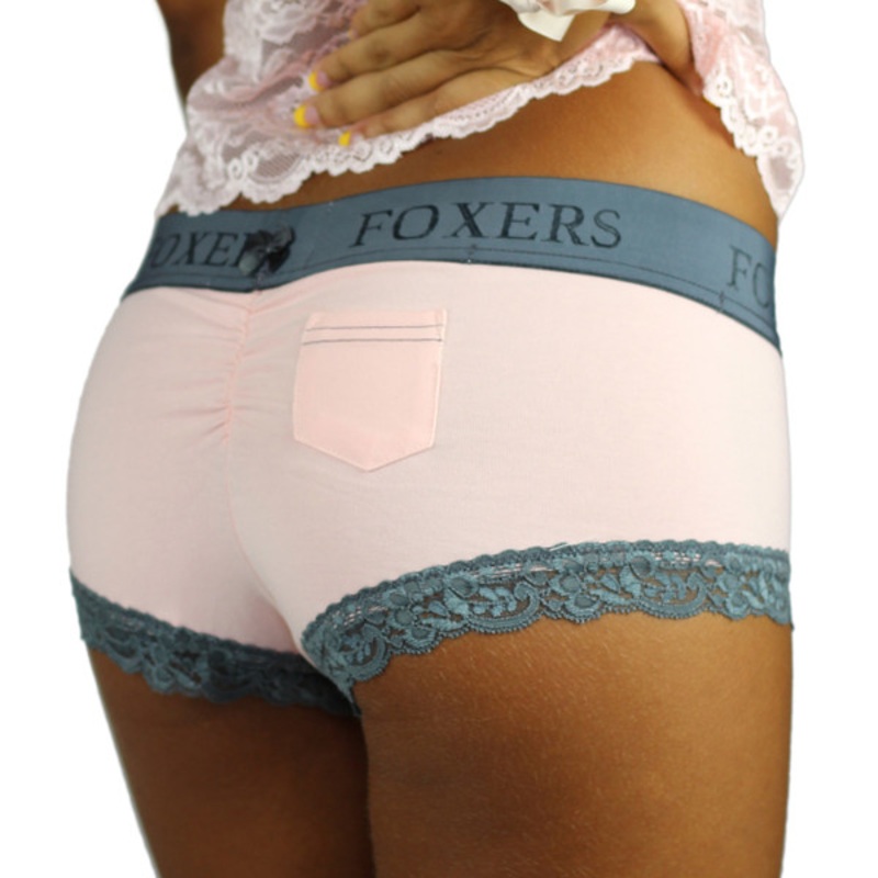 Pink Cotton Boyshort Panties | Foxers Logo Waistband