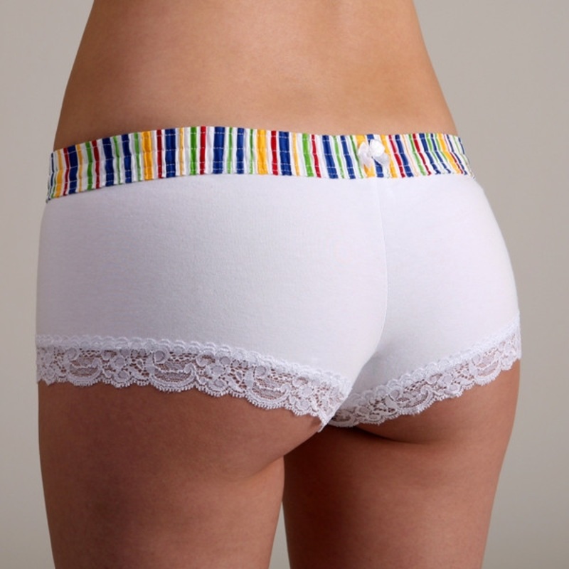 Rainbow Stripe over White Boyshort