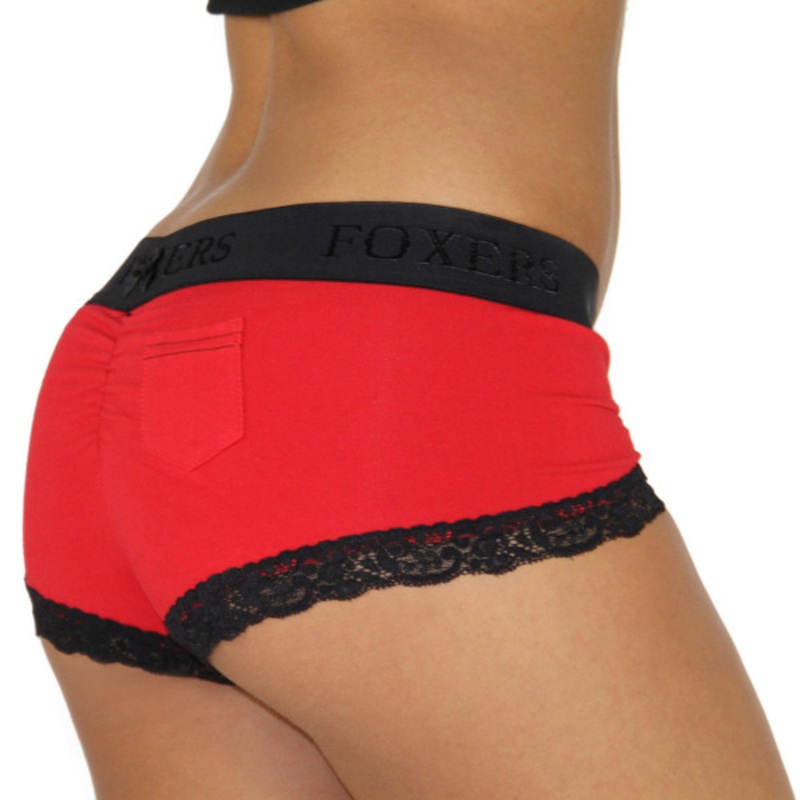 Red Boyshorts Panties with Black Waistband
