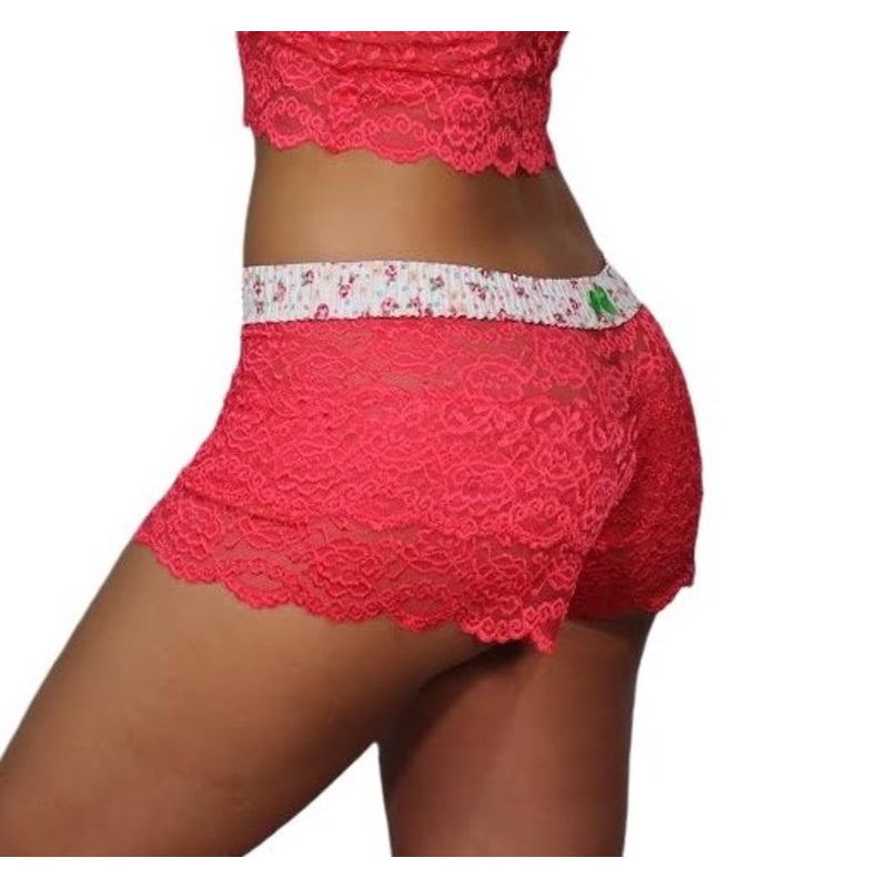 Watermelon Berry Lace Boxer with FOXERS floral waistband