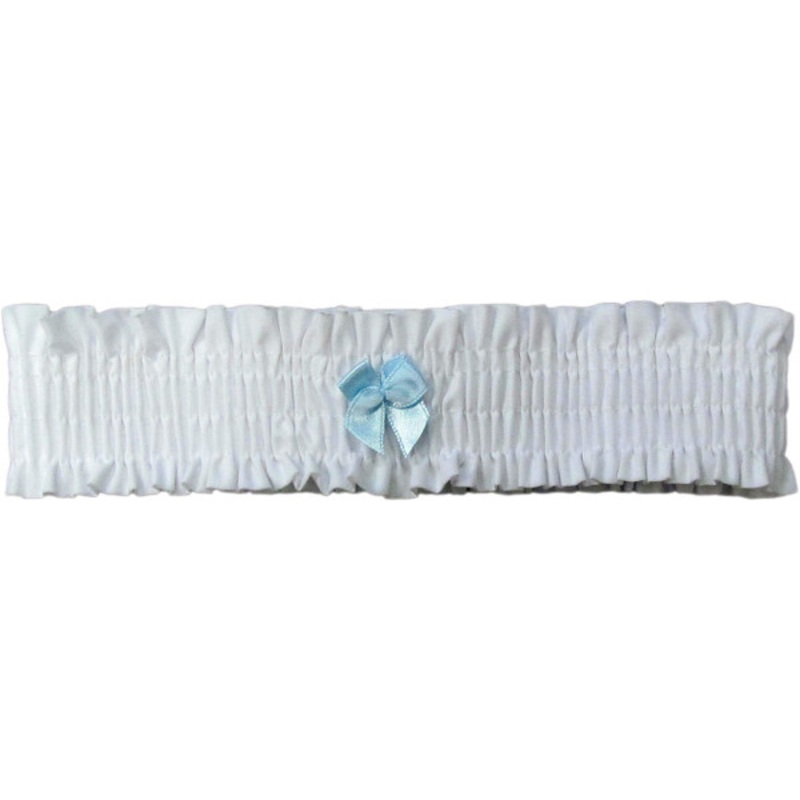 White Leg Garter with Blue Bow(One Size)