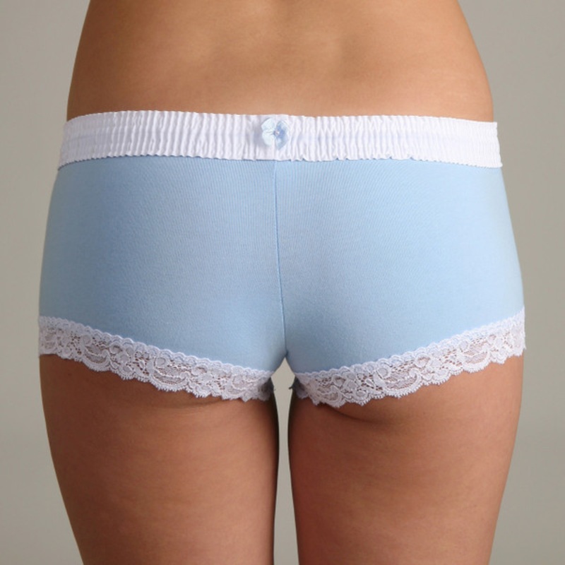 White over Light Blue Boyshort