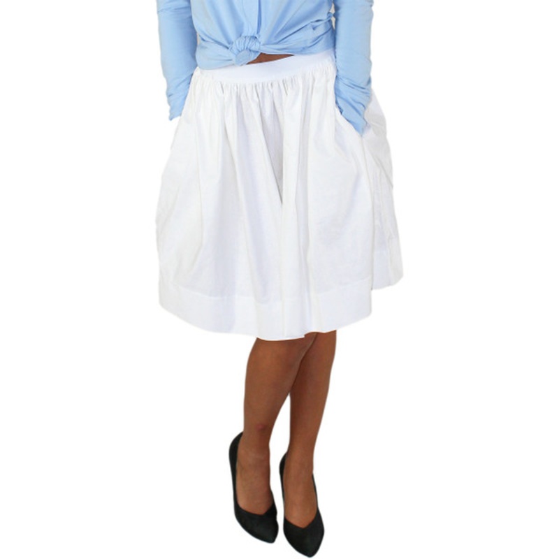 White Pocket Skirt with White Pin Dots