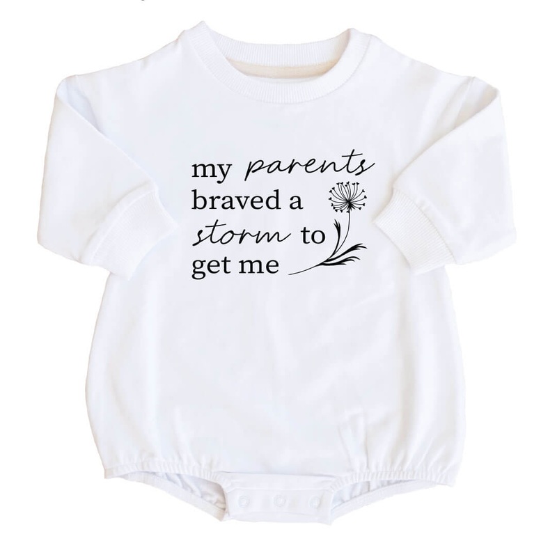 Braved The Storm Graphic Sweatshirt Bubble Romper | White