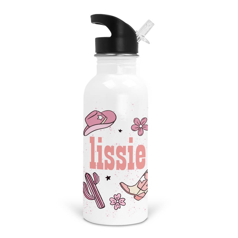 Buckaroo Cowgirl Personalized Kids Water Bottle