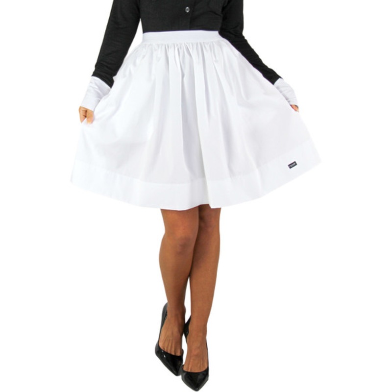 Chic White Cotton Skirt With Pockets