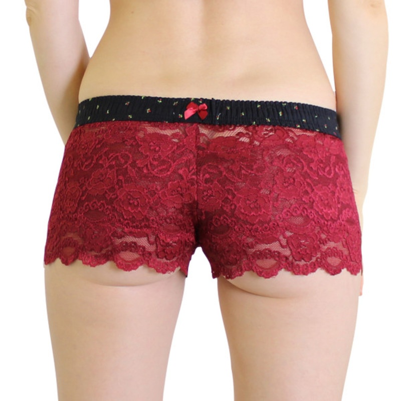 Cranberry Lace Boxer with Midnight Rose Waistband