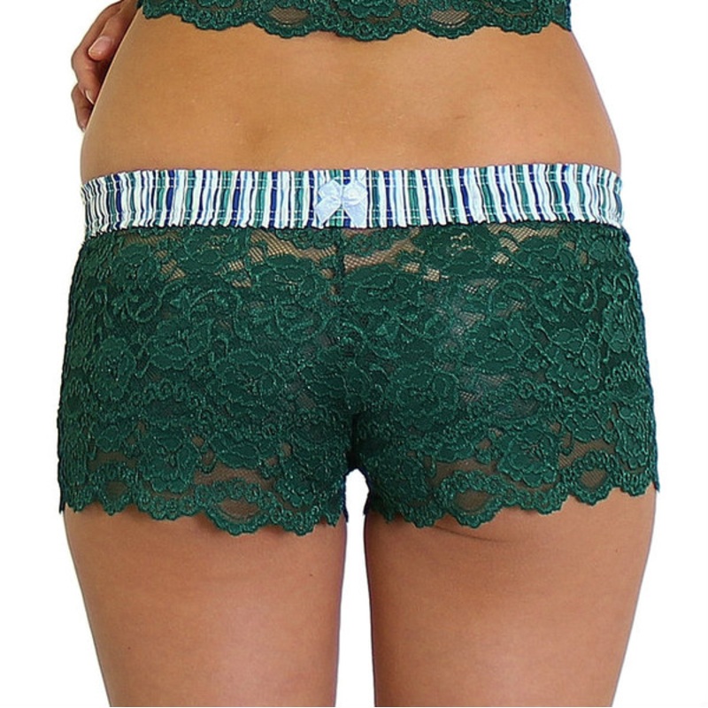 Forest Green Lace Boxers with Alpine Stripe FOXERS Band