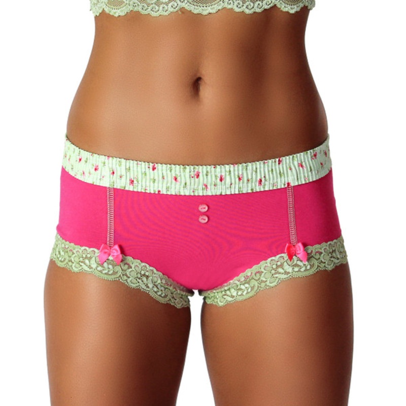 Fuchsia Boyshort with Roses Forever Waistband
