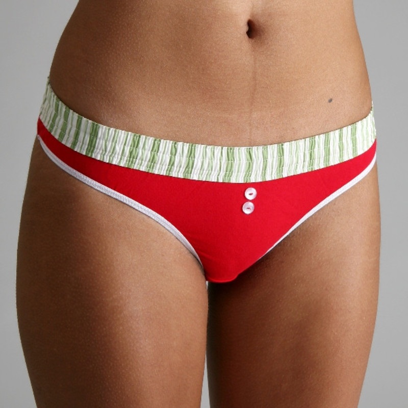 Green Stripe over Red Bstring Thong