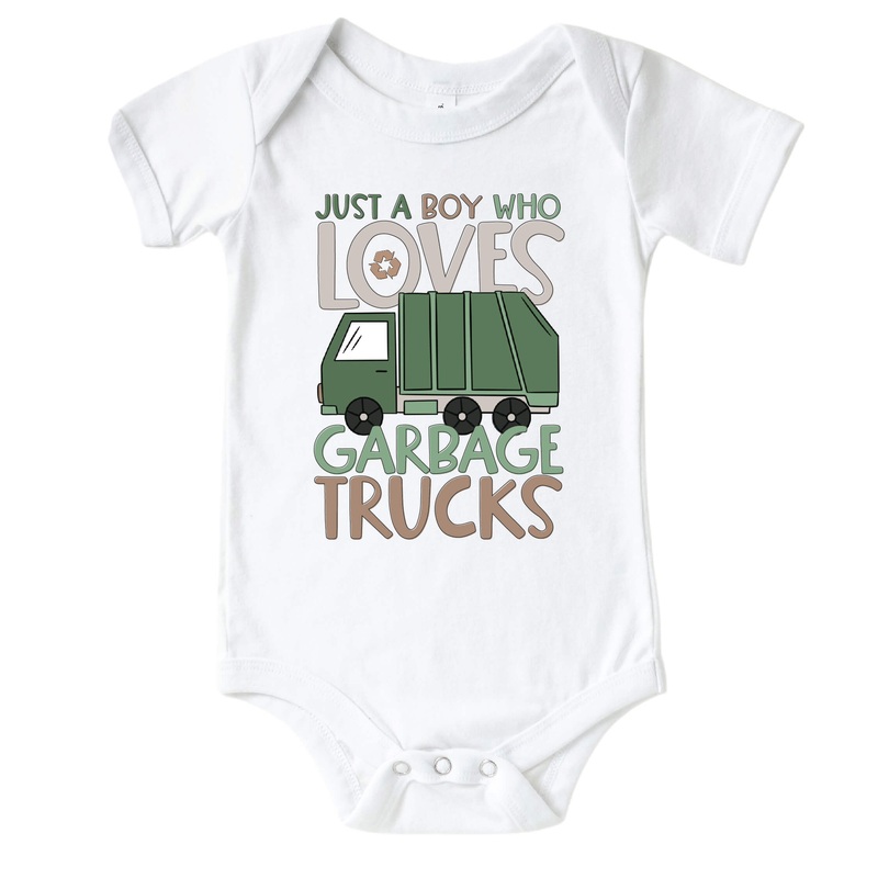 Loves Garbage Trucks Graphic Bodysuit | White