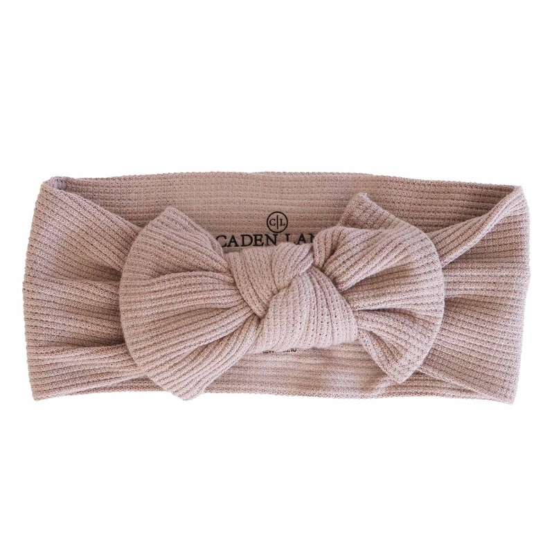 Mocha Bamboo Waffle Knit Large Bow Headwrap