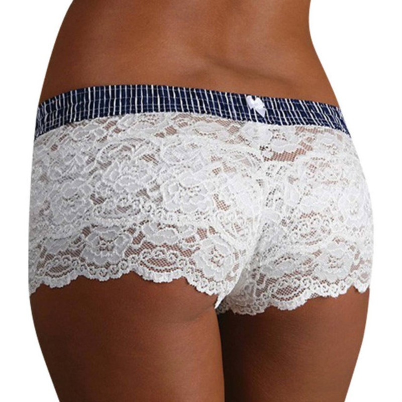 Navy Stripe White Lace Boxer