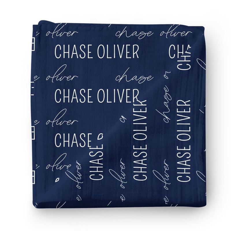 Personalized Midnight Baby Name Swaddle Blanket – Block & Script