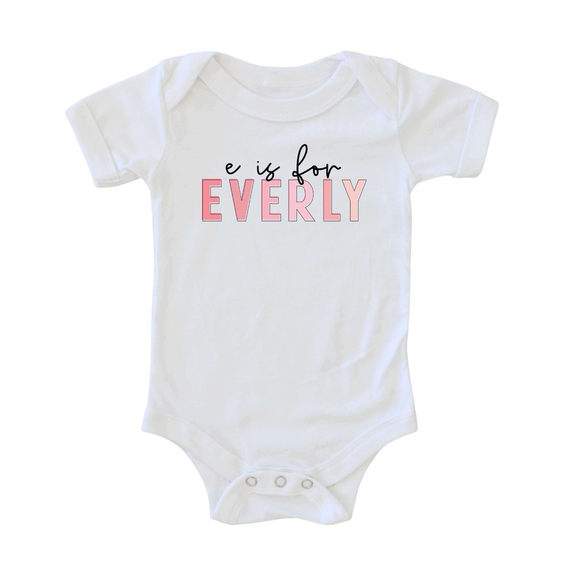 Personalized Pink Name Graphic Bodysuit | White