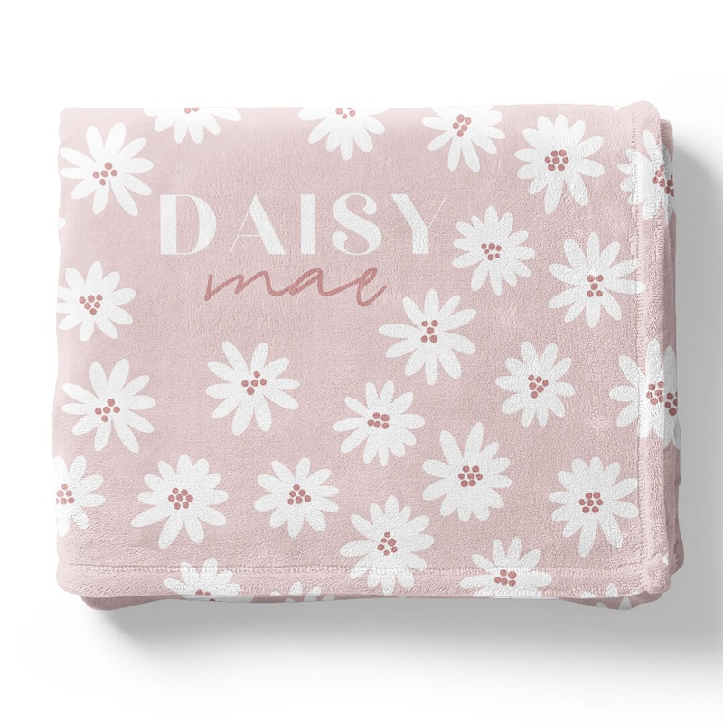 Pink Daisy Personalized Toddler Blanket