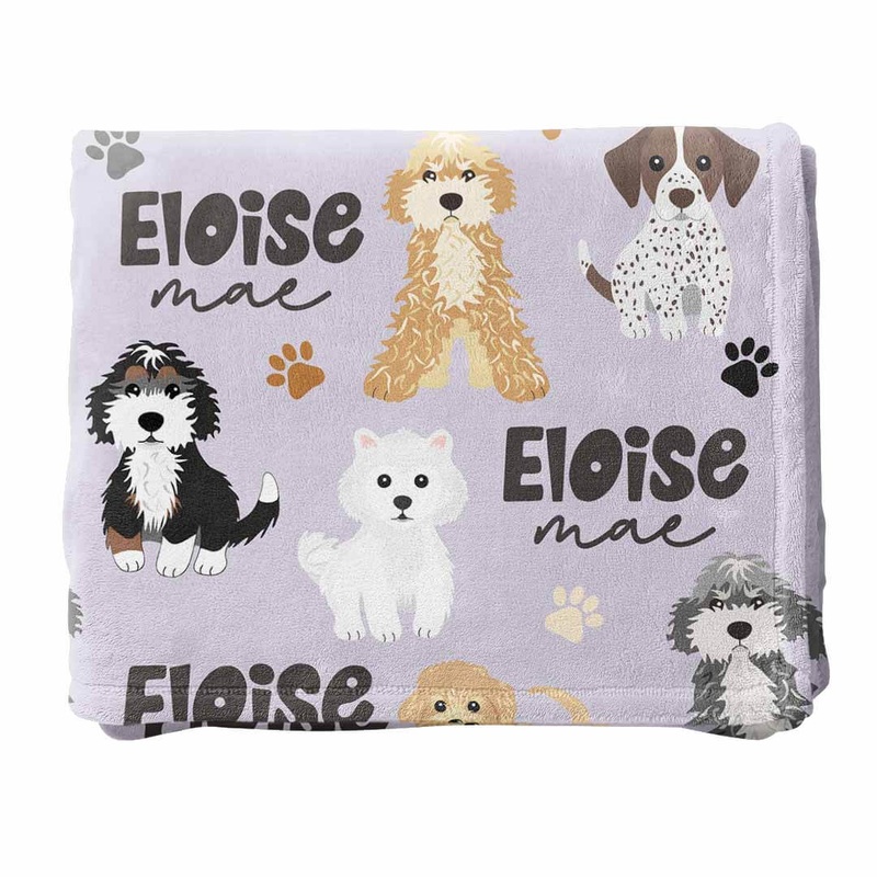 Puppy Pals Personalized Toddler Blanket | Purple