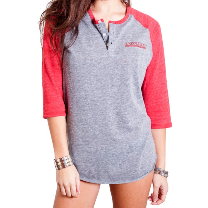 Raglan Sleeve Vintage Baseball Tee Shirt | Heather Grey/Red