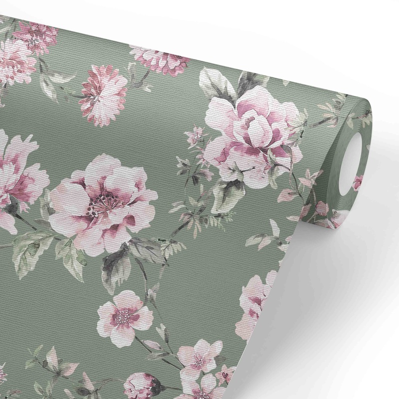 Saylor’s Sage & Blush Floral Removable Wallpaper
