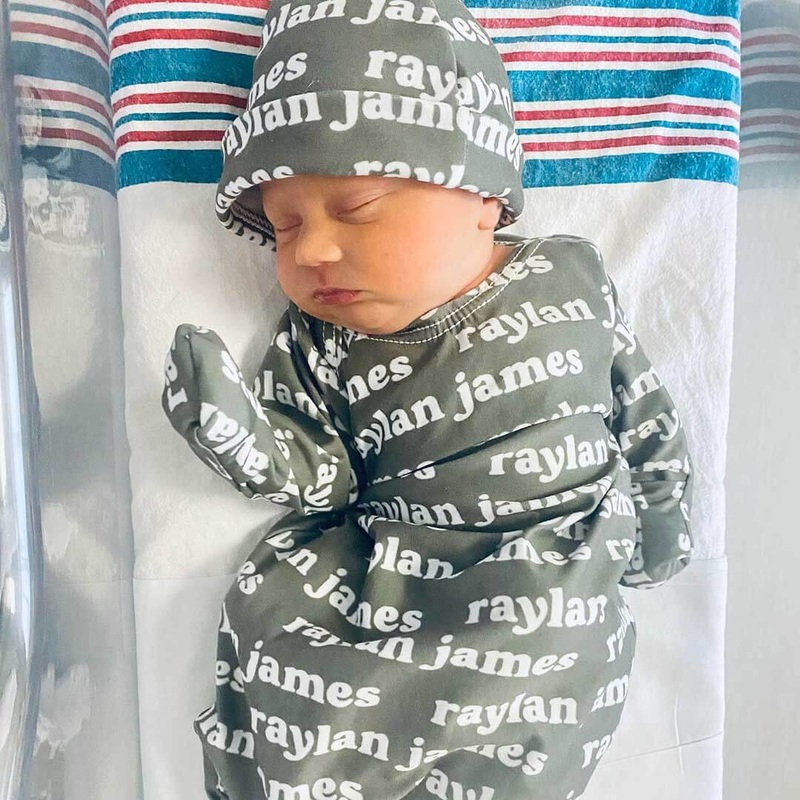 Solid Avocado Personalized Newborn Baby Knot Gown