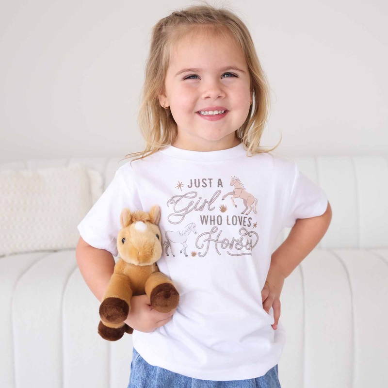 Who Loves Horses Kids Graphic Tee | White