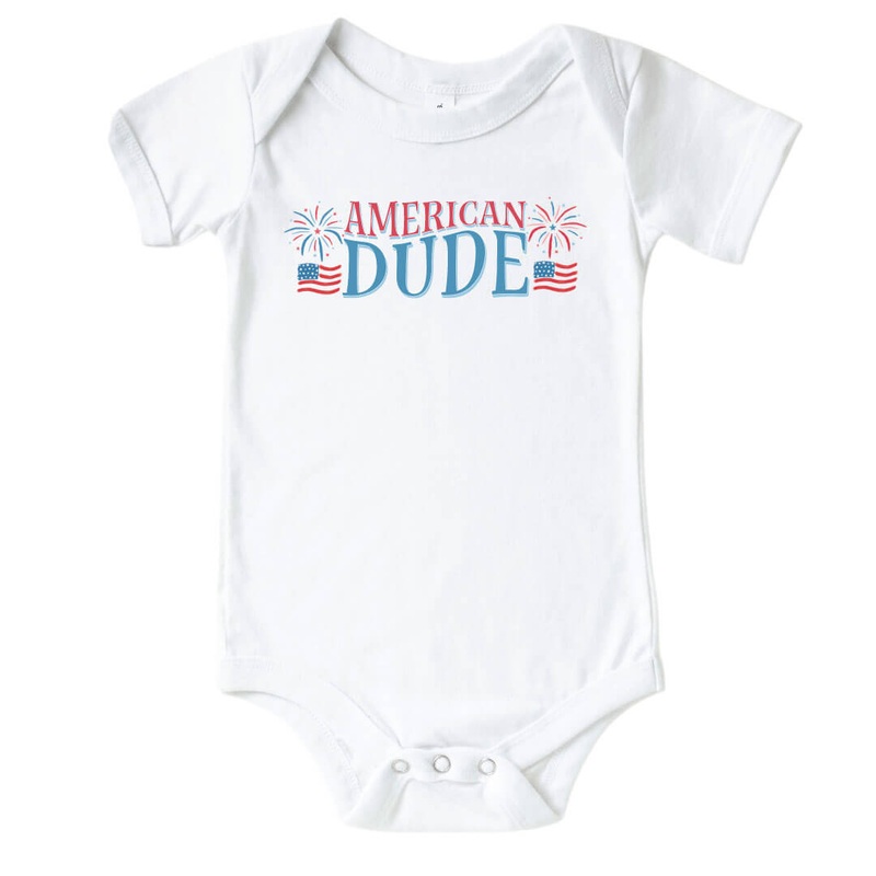 American Dude Fireworks Graphic Bodysuit | White